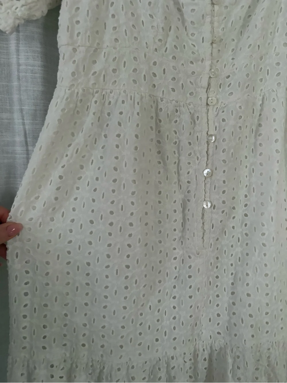 NWOT White Eyelet Tiered Dress - Picture 3 of 4